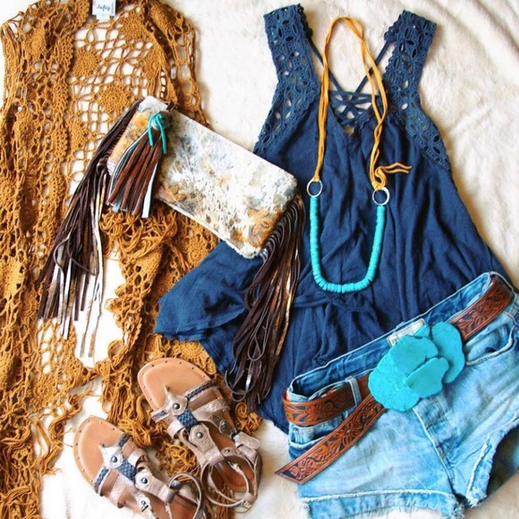 Free People Tops - Free People lace blue grey tunic top